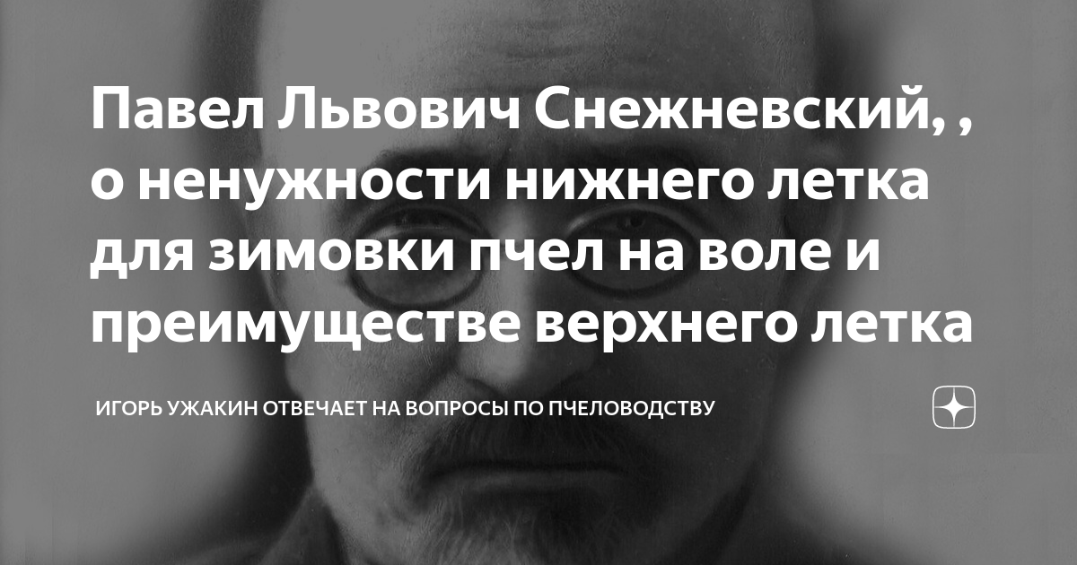 Павел Львович Снежневский о ненужности нижнего летка для зимовки