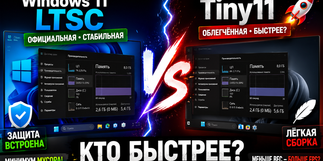 Кто быстрее: Windows 11 LTSC или Tiny11?