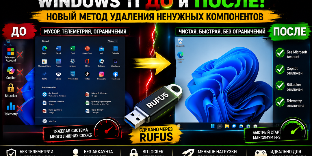 НОВЫЙ метод удаления ненужных компонентов Windows 11