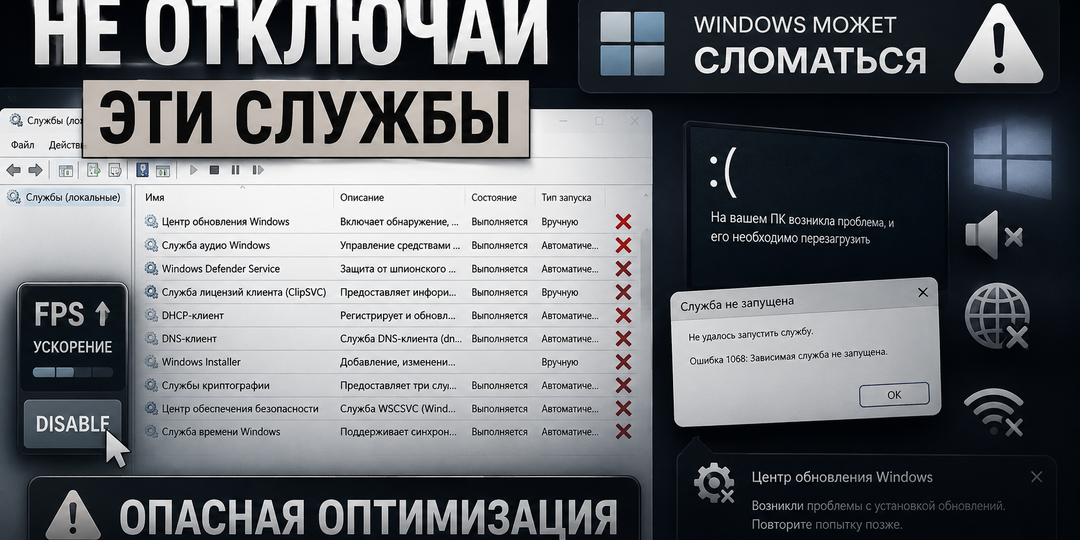 Какие службы Windows нельзя отключать, даже ради скорости