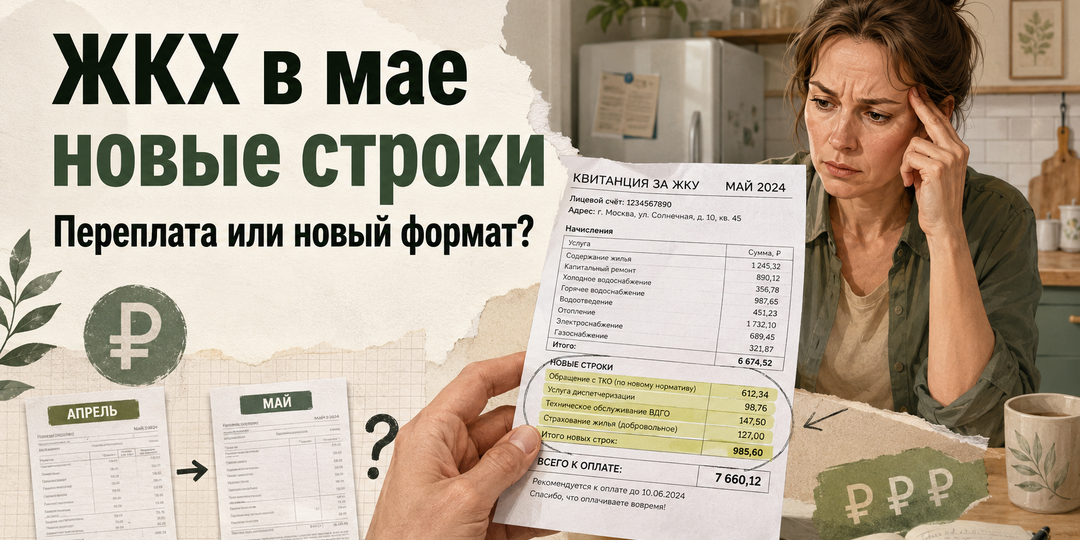 Открыл квитанцию ЖКХ в мае — там новые строки. Это переплата или просто новый формат?