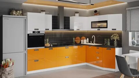 Оранжевый акцент и графичный минимализм: Как создать кухню, которая заряжает энергией
