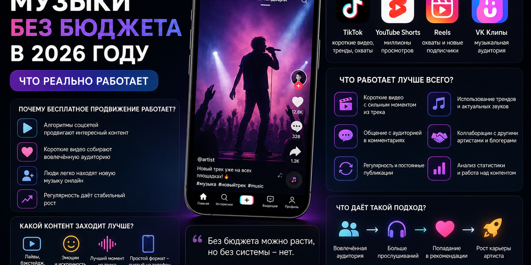 Продвижение музыки без бюджета в 2026 году: что реально работает