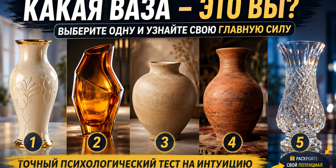 Какая ваза отражает вашу внутреннюю силу? Выберите одну из пяти - и узнайте, что делает вас особенным 🏺✨