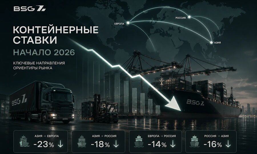 Контейнерные ставки в начале 2026 года: снижение по ключевым направлениям и ориентиры для участников рынка