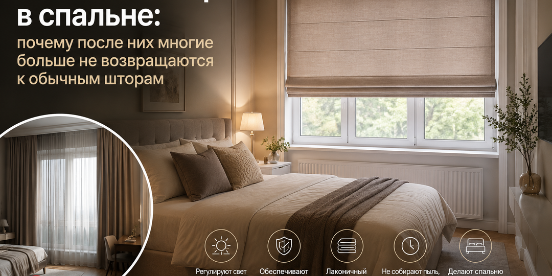 Римские шторы в спальне: тихая революция, после которой не хочется возвращаться назад