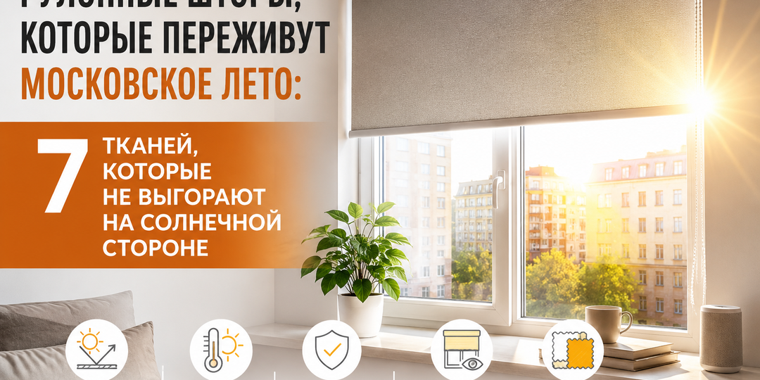 Рулонные шторы, которые переживут московское лето: 7 тканей, которые не выгорают на солнечной стороне