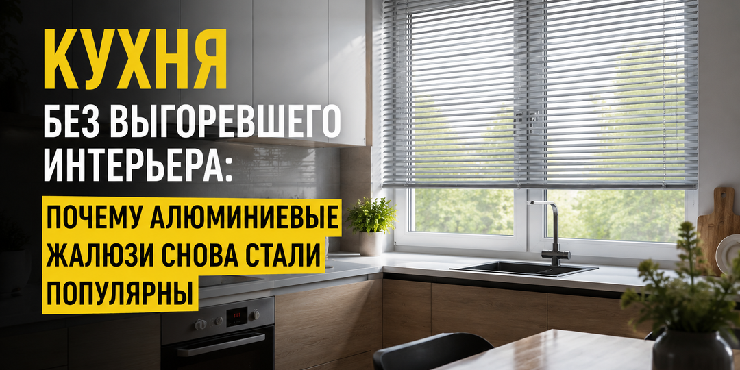 Кухня без выгоревшего интерьера: почему алюминиевые жалюзи снова вернулись в моду