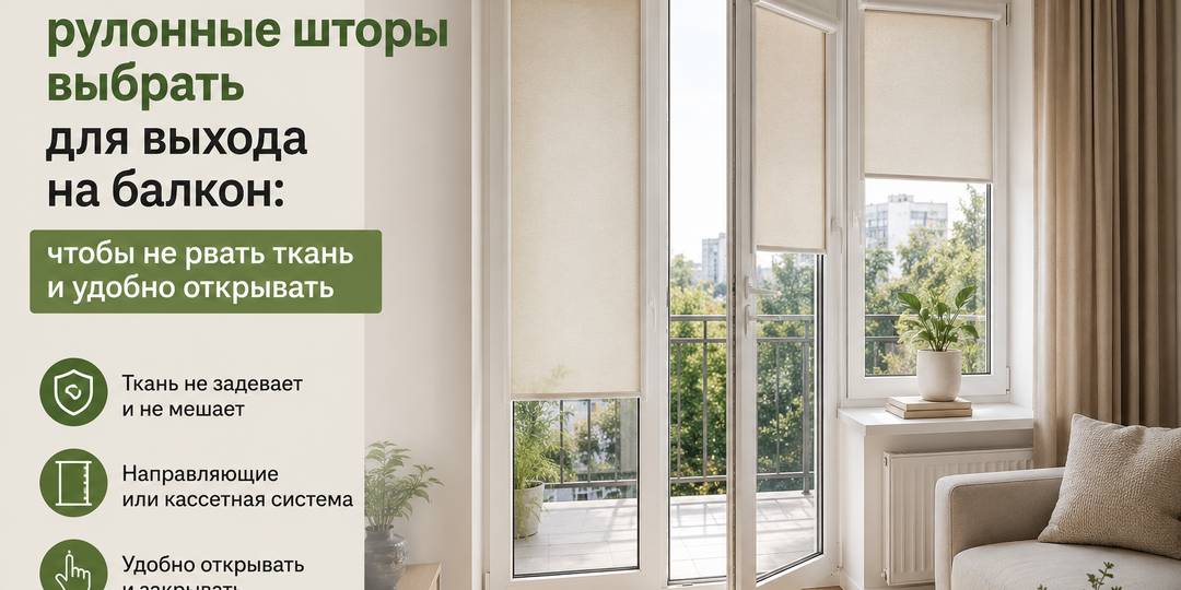 Какие рулонные шторы выбрать для выхода на балкон: чтобы не рвать ткань и удобно открывать