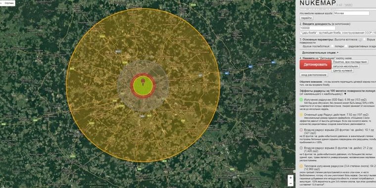 Последствия ядерного удара по москве схема поражения