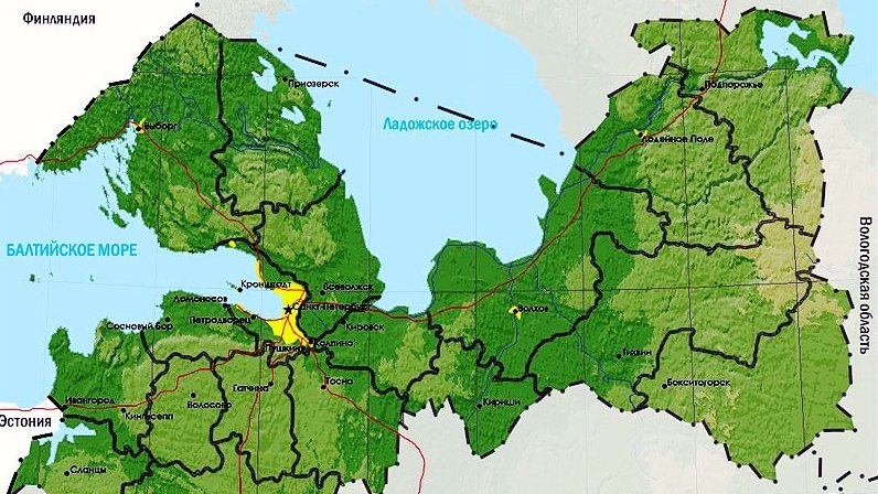 Население ленинградской области карта