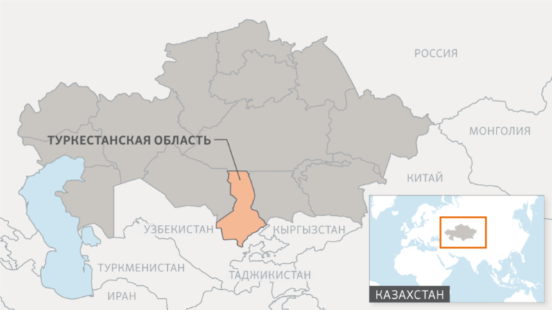 Карта туркестанской области по районам