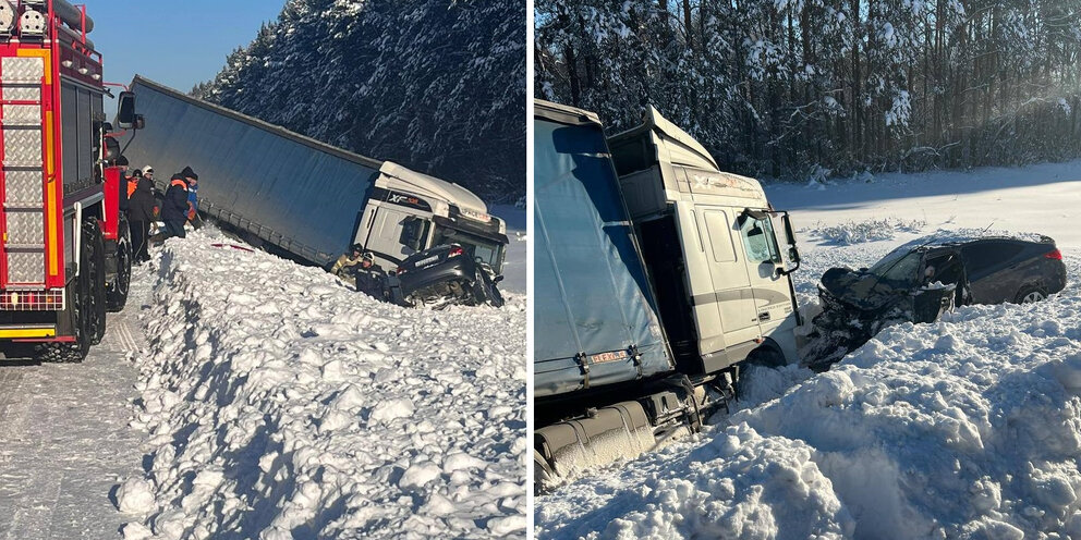 Движение грузовых авто по полосам
