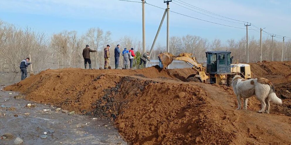Жители построили плотину