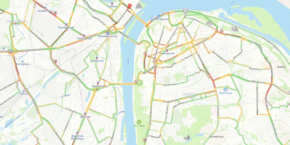 Карта загруженности дорог нижний новгород