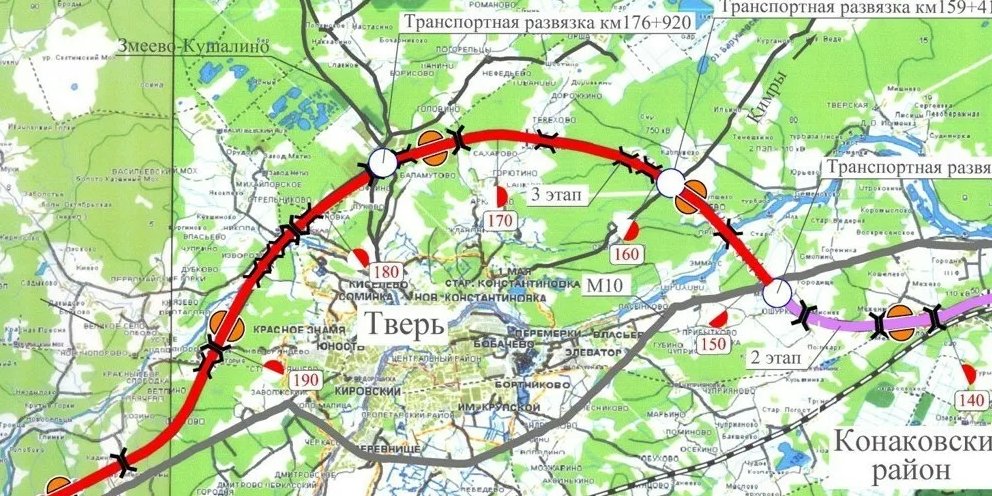 Карта м11 с километровыми отметками со съездами