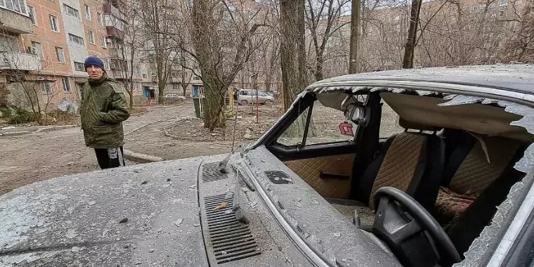 Фото расстрелянной машины