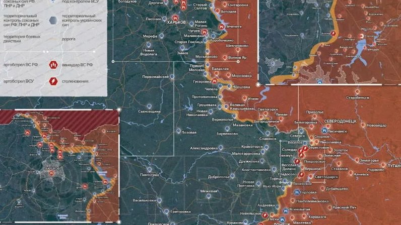 Подробная карта продвижения российских войск на украине