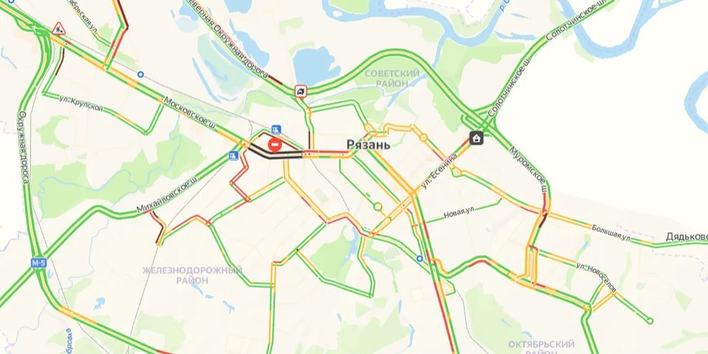 Пробки рязань сейчас онлайн карта солотчинский мост