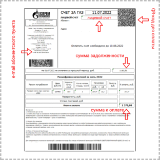 Разбор квитанции за газ