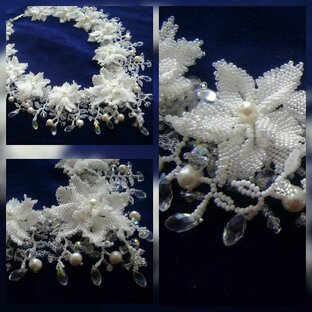 Колье "Свадебные цветы"