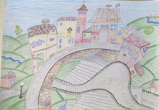 ГОРОД ДОРОГ. ЦВЕТНЫЕ КАРАНДАШИ 