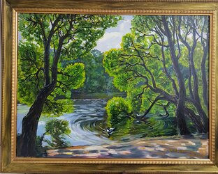 " Начало лета на Нарышкинском пруду". Холст. Масло. 80х900