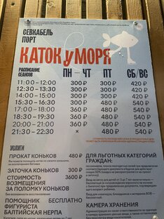 Цены на катке в Севкабель Порт🖤
