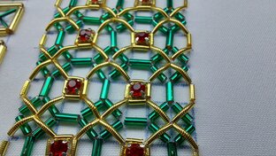 Сетка из канители. Вышивка иглой.