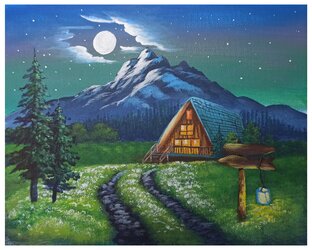 Как нарисовать лунную ночь🌙