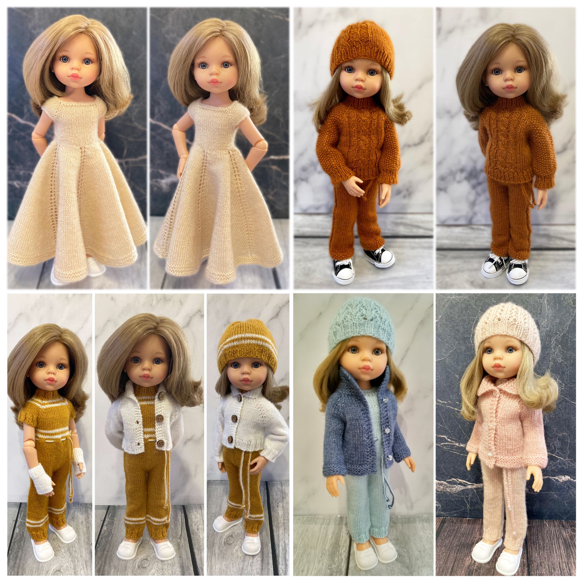 Красивые идеи, как создать вязаную одежду для кукол, схемы с описанием