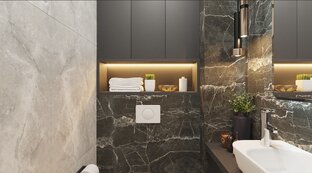 Дизайн интерьера санузла в проекте квартиры.