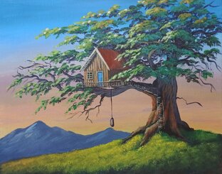 Как нарисовать дом акриловыми красками🎨