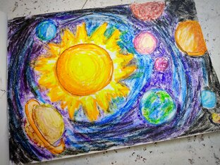 Рисунки восковыми мелками