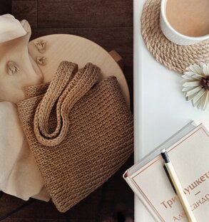 Двухсторонние лёгкие сумки-шопперы из джута 