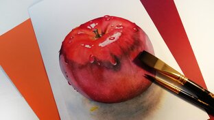 🍎Красное яблоко акварелью 🍎.