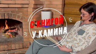 с книгой у камина