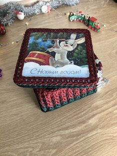 НОВОГОДНЯЯ КОРЗИНА из шнура