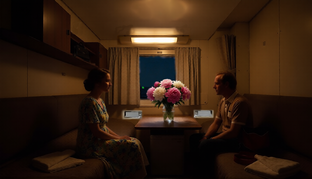 На теплоходе музыка играла.