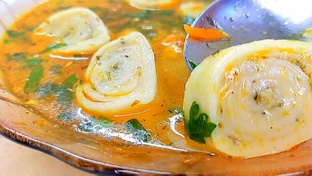 суп с чесночными галушками 