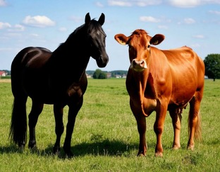 Лошадка и теленок!