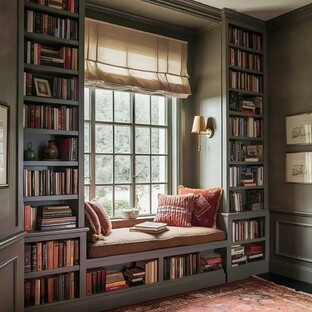 Библиотека и уголок для чтения: дизайн, аксессуары и декор