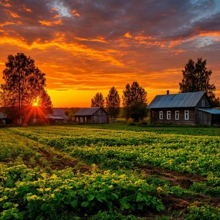 Деревенька - колхозница 