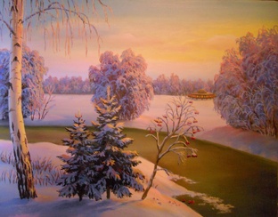 Неожиданная посадка НЛО . Автор картины Сергей Краев