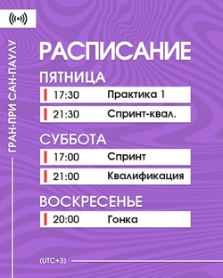 Расписание на уик-энд Гран-При Бразилии Сан- Паулу