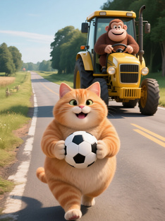 Имбирный Кот и  Обезьяна 