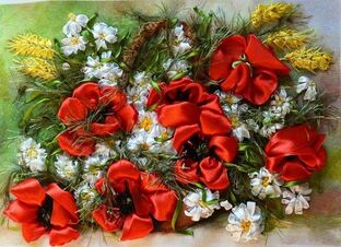 Вышивка лентами. 