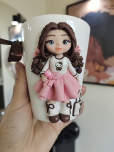 Полимерная глина , декор на кружках