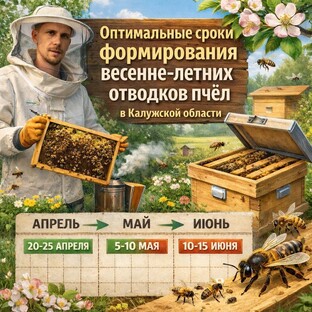 Оптимальные сроки формирования весенне-летних отводков пчёл в Калужской области.