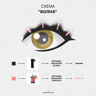 Схемы для наращивания цветных ресниц